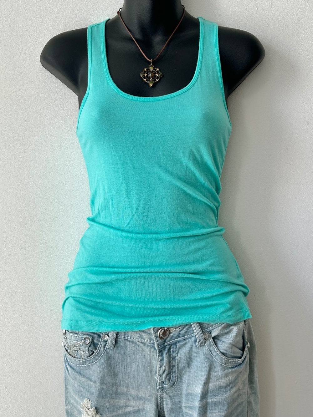 DYNAMITE Y2K turquoise blue tank top